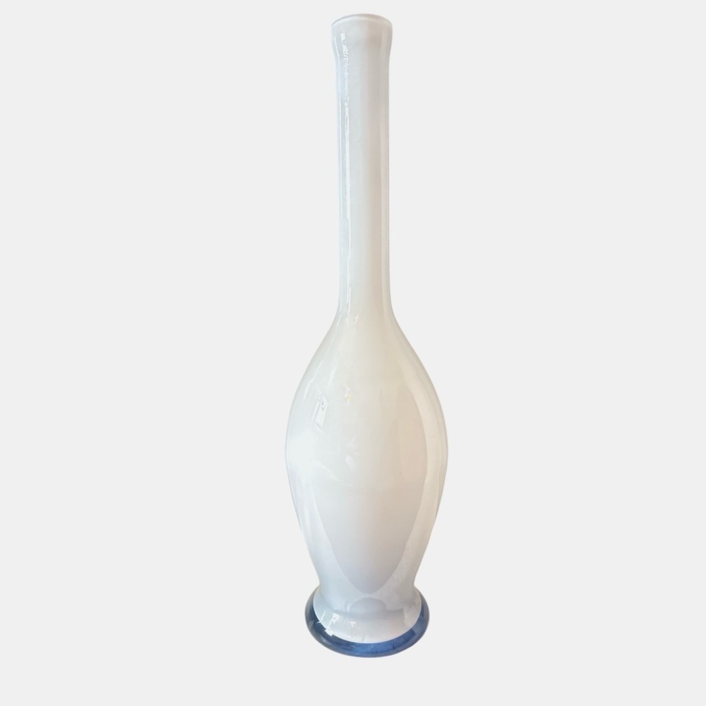 Vase White with blue bottom, cased glass.